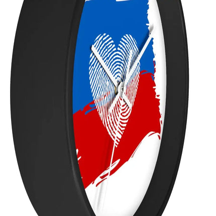 Uniquely You Wall Clock, Red Blue White Heart Print