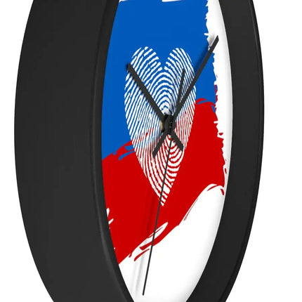 Uniquely You Wall Clock, Red Blue White Heart Print