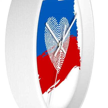 Uniquely You Wall Clock, Red Blue White Heart Print