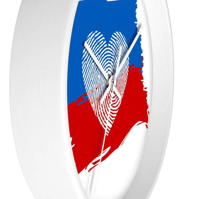 Uniquely You Wall Clock, Red Blue White Heart Print
