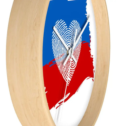 Uniquely You Wall Clock, Red Blue White Heart Print