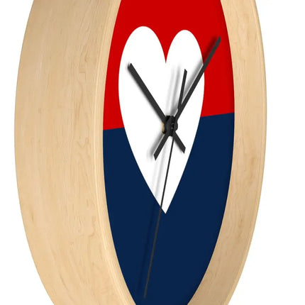 Uniquely You Wall Clock, Red Blue White Heart Print