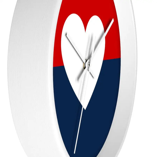 Uniquely You Wall Clock, Red Blue White Heart Print