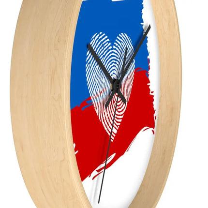 Uniquely You Wall Clock, Red Blue White Heart Print