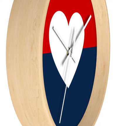 Uniquely You Wall Clock, Red Blue White Heart Print