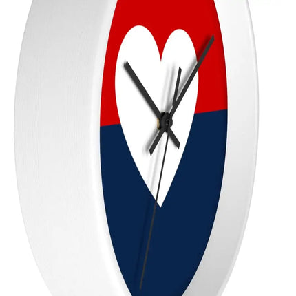 Uniquely You Wall Clock, Red Blue White Heart Print