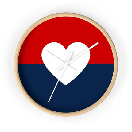 Uniquely You Wall Clock, Red Blue White Heart Print