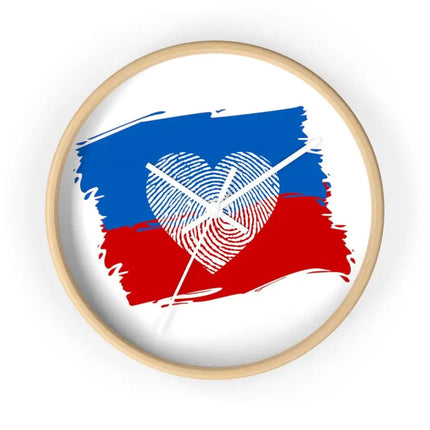 Uniquely You Wall Clock, Red Blue White Heart Print
