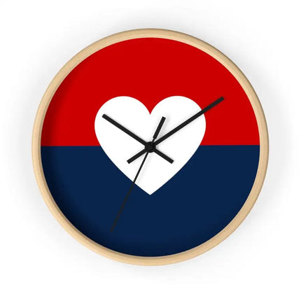 Uniquely You Wall Clock, Red Blue White Heart Print