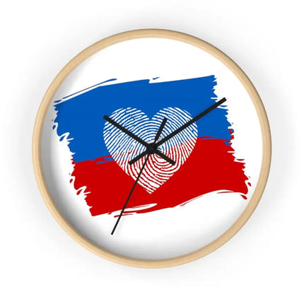 Uniquely You Wall Clock, Red Blue White Heart Print