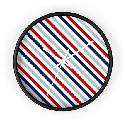 Uniquely You Wall Clock, Red White and Blue Angled Striped Print