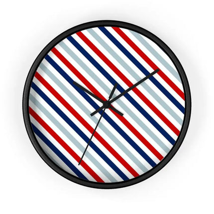 Uniquely You Wall Clock, Red White and Blue Angled Striped Print