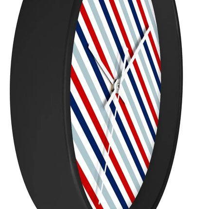 Uniquely You Wall Clock, Red White and Blue Angled Striped Print