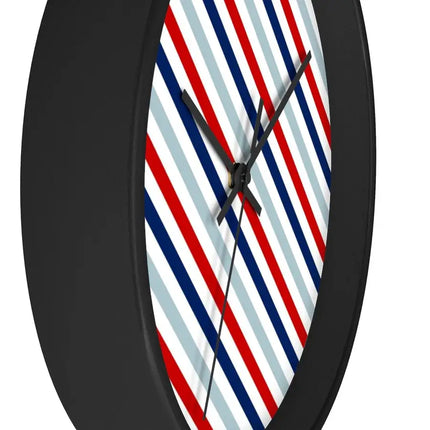Uniquely You Wall Clock, Red White and Blue Angled Striped Print