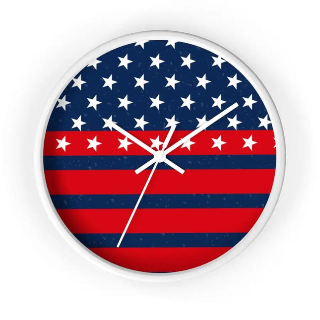 Uniquely You Wall Clock, Stars and Stripes Red White Blue Print