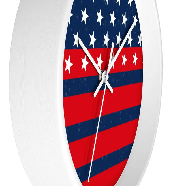 Uniquely You Wall Clock, Stars and Stripes Red White Blue Print