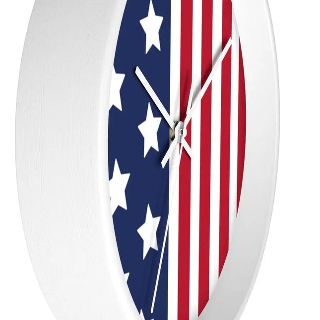 Uniquely You Wall Clock, Stars and Stripes Red White Blue Print
