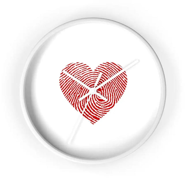 Uniquely You Wall Clock, White and Red Heart Print