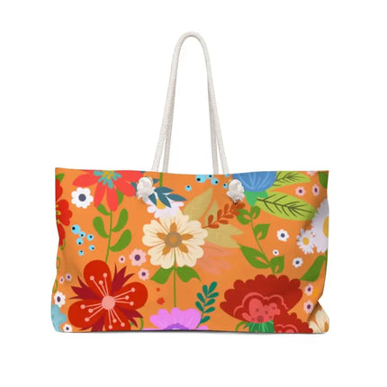 Uniquely You Bolso Tote Weekender, Estampado Floral - Naranja