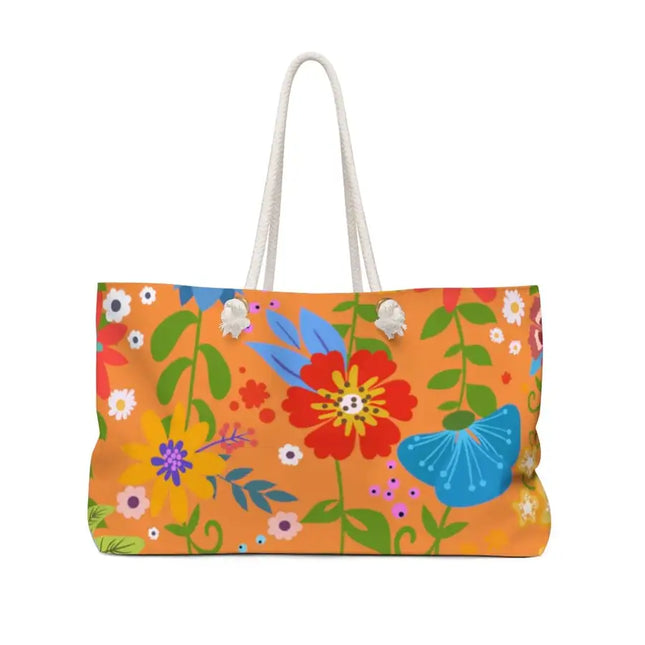 Uniquely You Bolso Tote Weekender, Estampado Floral - Naranja