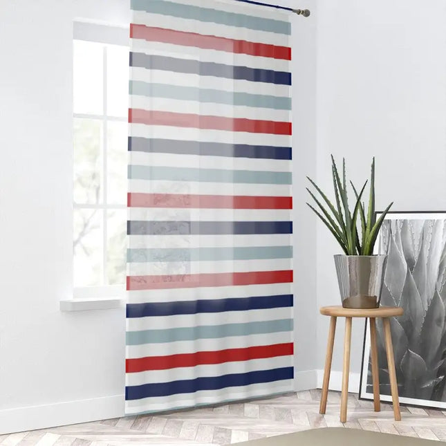Uniquely You Window Curtain - Indoor, Red White Blue Striped Print