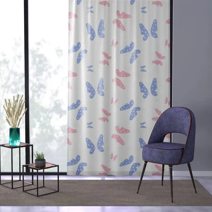 Uniquely You Window Curtain - Pink and Blue Butterflies Print