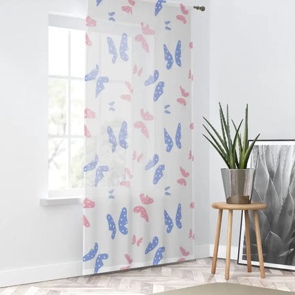 Uniquely You Window Curtain - Pink and Blue Butterflies Print