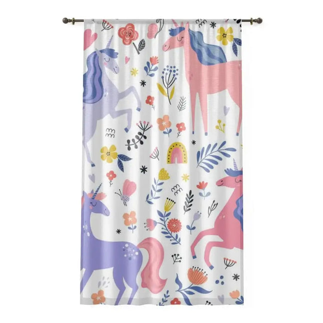 Uniquely You Window Curtain / Purple and Pink Unicorn Print