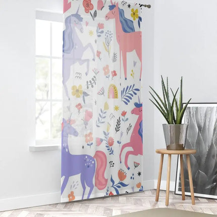 Uniquely You Window Curtain / Purple and Pink Unicorn Print