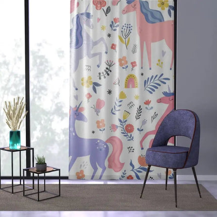 Uniquely You Window Curtain / Purple and Pink Unicorn Print