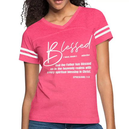 Uniquely You Womens Graphic Vintage Tee, Blessed with Every Spiritual Blessing Vintage Sport TeeSport T-Shirt