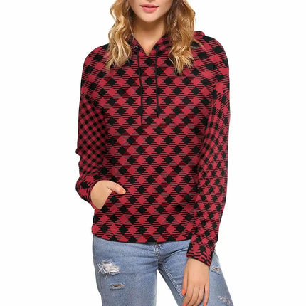 Uniquely You Womens Hoodie / Buffalo Plaid Red and Black - S954737