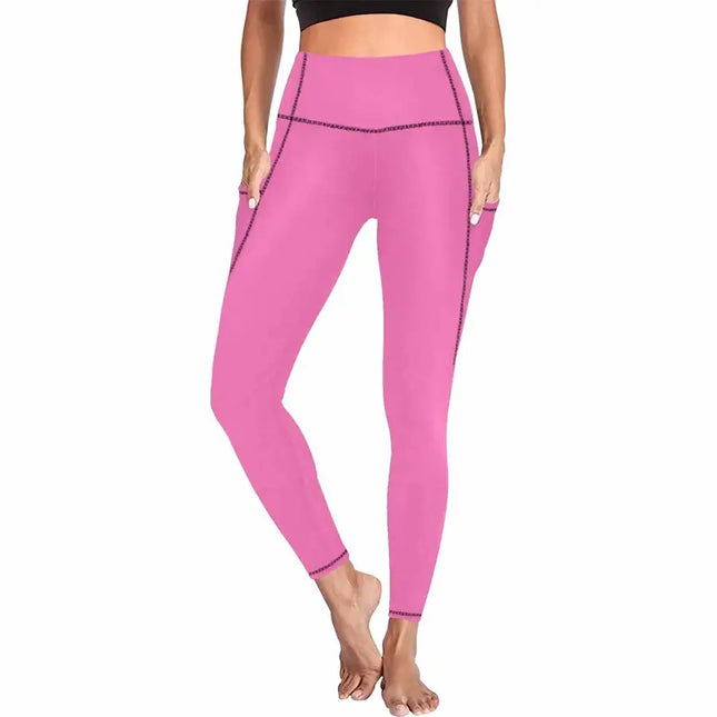 Uniquely You Womens Leggings with Pockets - Fitness Pants /  hot pink