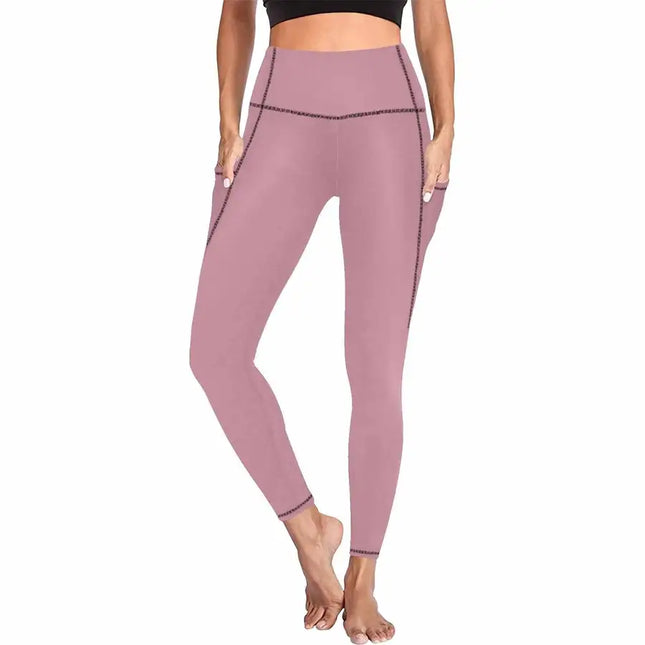 Uniquely You Womens Leggings with Pockets - Fitness Pants /  puce red