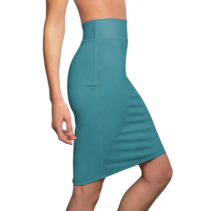 Uniquely You Womens Pencil Skirt / Aqua Green Stretch Mini