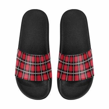Uniquely You Womens Slide Sandals /  Buffalo Plaid Red