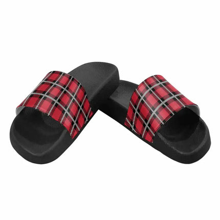 Uniquely You Womens Slide Sandals /  Buffalo Plaid Red