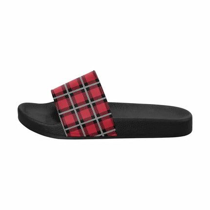Uniquely You Womens Slide Sandals /  Buffalo Plaid Red
