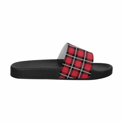 Uniquely You Womens Slide Sandals /  Buffalo Plaid Red