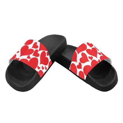 Uniquely You Womens Slide Sandals /  Love Red Hearts
