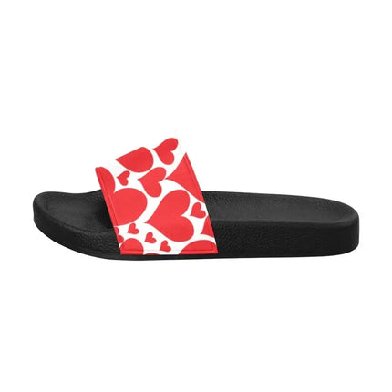 Uniquely You Womens Slide Sandals /  Love Red Hearts