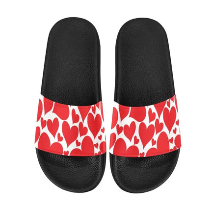 Uniquely You Womens Slide Sandals /  Love Red Hearts