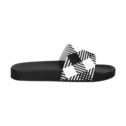 Uniquely You Womens Slides / Flip-Flop Sandals - Black And White Plaid Print