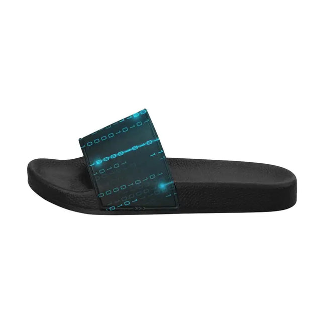 Sandalias chanclas / chanclas para mujer Uniquely You - Estampado de matriz azul