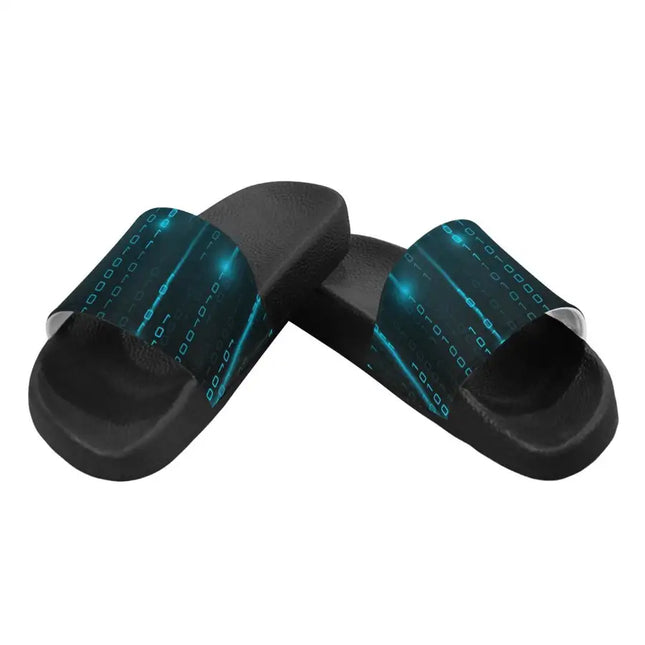 Sandalias chanclas / chanclas para mujer Uniquely You - Estampado de matriz azul