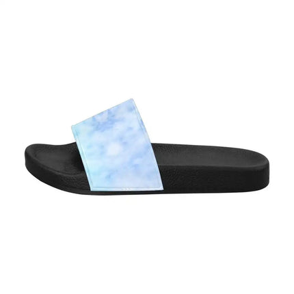 Uniquely You Womens Slides / Flip-Flop Sandals - Blue Watercolor Print