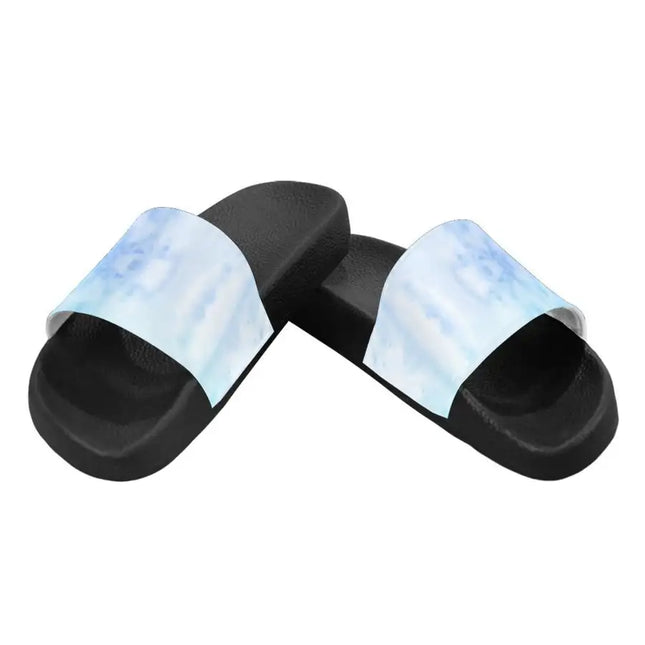 Uniquely You Womens Slides / Flip-Flop Sandals - Blue Watercolor Print