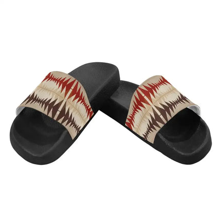 Uniquely You Womens Slides / Flip-Flop Sandals - Brown And Beige Aztec Print