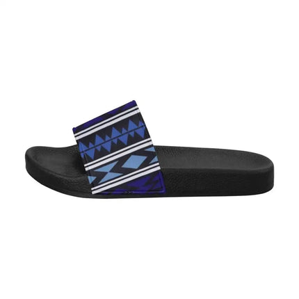 Uniquely You Womens Slides / Flip-Flop Sandals - Dark Blue Aztec Print