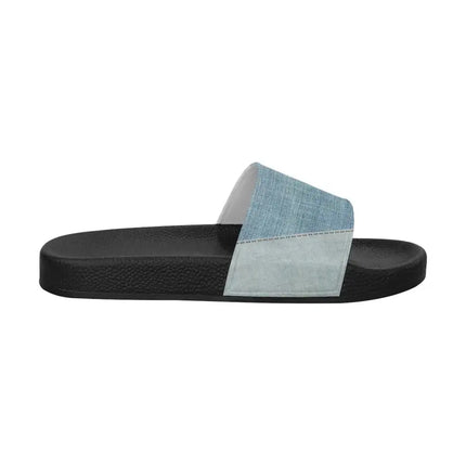 Uniquely You Womens Slides / Flip-Flop Sandals - Denim Blue Patch Print